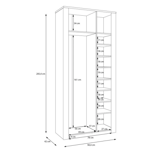 Szafa ubraniowa L Dąb Riviera / Modrzew Jasny Sibiu